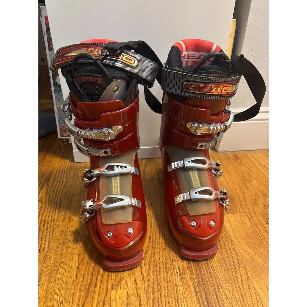 Head Edge Red Ski Boots With Adjustable Buckles & Straps Mens Size 27.0 305mm